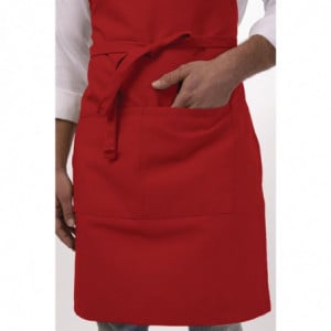 Avental Bavete com alças ajustáveis e duplo bolso vermelho 610 x 860 mm - Chef Works - Fourniresto
