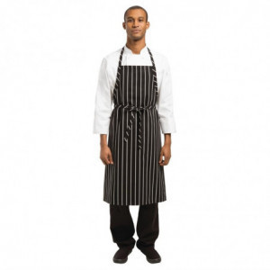 Premium Woven Bib Apron with Black and White Stripes - Chef Works - Fourniresto