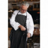 Premium Woven Bib Apron with Black and White Stripes - Chef Works - Fourniresto