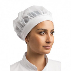 Comfortable White Nylon Head Cover - One Size Fits All - Whites Chefs Clothing - Fourniresto