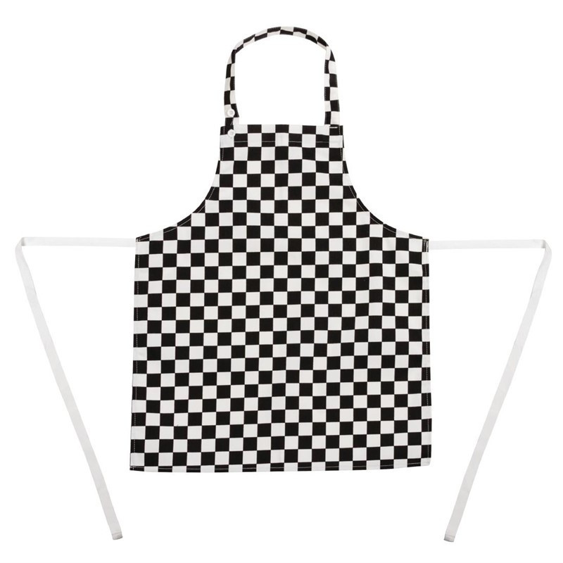 Babete com xadrez preto e branco para criança - Roupas de chef brancas - Fourniresto