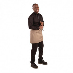 Short Light Brown Polycotton Server Apron 373 x 750 mm - Whites Chefs Clothing - Fourniresto