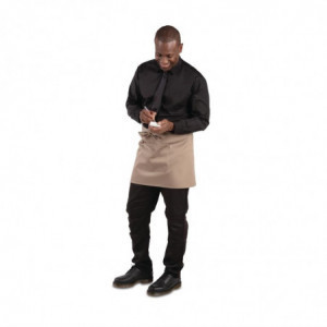 Short Light Brown Polycotton Server Apron 373 x 750 mm - Whites Chefs Clothing - Fourniresto