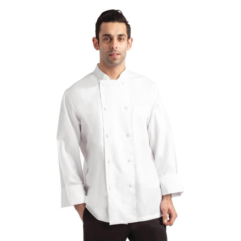 White Unisex Long Sleeve Calgary Kitchen Jacket - Size XL - Chef Works - Fourniresto