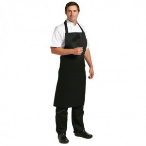 Tablier Bavette Noir en Polycoton 900 x 1040 mm - Whites Chefs Clothing - Fourniresto