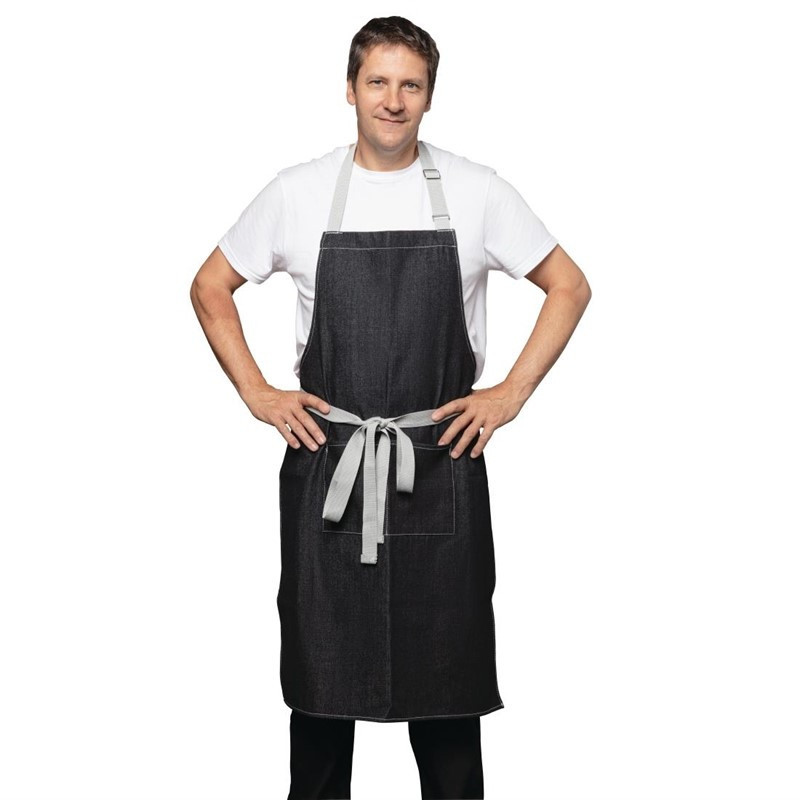Avental Bavete Denim Preto Southside em Poliéster/Algodão 700 x 1000 mm - Whites Chefs Clothing - Fourniresto