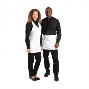 Avental de Garçom Branco Marinho Gola em V em Poliéster/Algodão 838 x 698 mm - Whites Chefs Clothing - Fourniresto