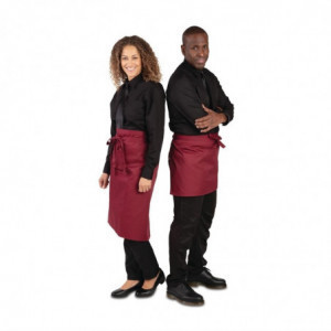 Short Bordeaux Server Apron in Polycotton 373 x 750 mm - Whites Chefs Clothing - Fourniresto