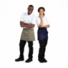 Short Navy Blue Polycotton Server Apron 373 x 750 mm - Whites Chefs Clothing - Fourniresto