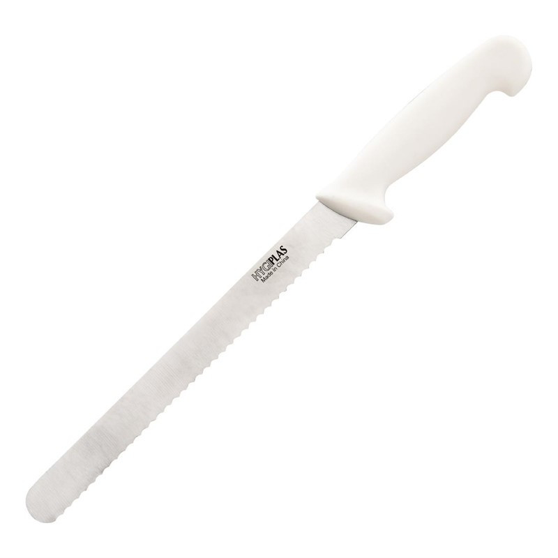 Couteau À Trancher Blanc Lame Dentée 25,5 Cm - Hygiplas - Fourniresto
