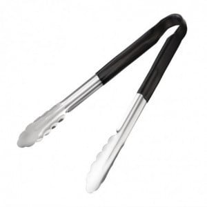 Black Stainless Steel 300 mm Serving Tongs - Vogue - Fourniresto