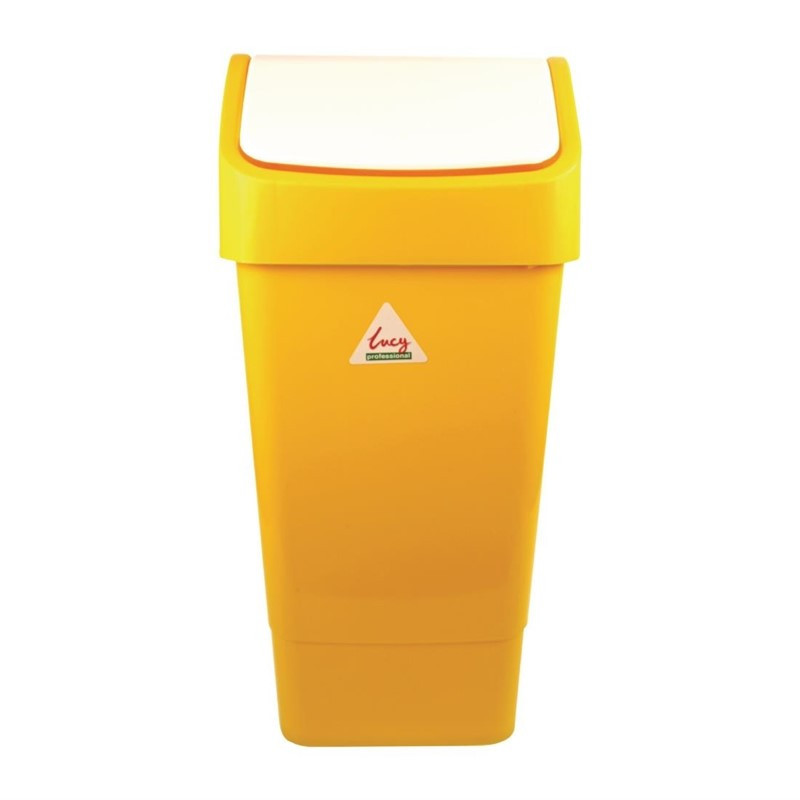 Caixote do lixo amarelo em polipropileno com tampa basculante 50 L - Scot Young - Fourniresto