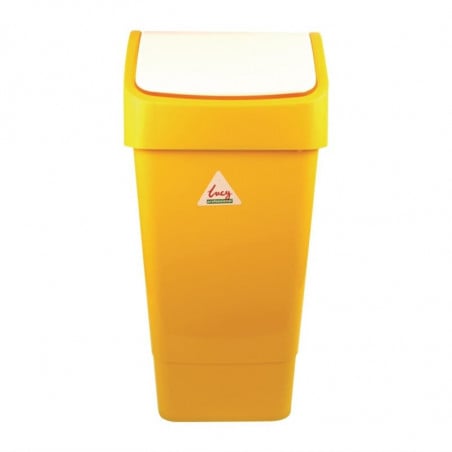 Caixote do lixo amarelo em polipropileno com tampa basculante 50 L - Scot Young - Fourniresto