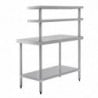 Stainless Steel Table With 2 Upper Shelves 1200 X 600 Mm - Vogue - Fourniresto