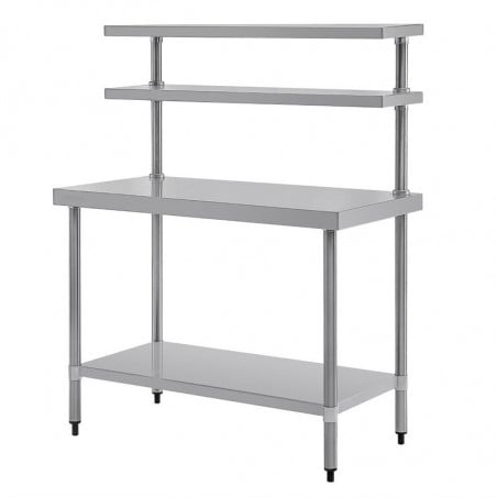 Stainless Steel Table With 2 Upper Shelves 1800 X 600 Mm - Vogue - Fourniresto