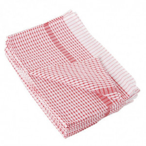 Red Poly Cotton Tea Towel - Pack of 10 - Vogue - Fourniresto