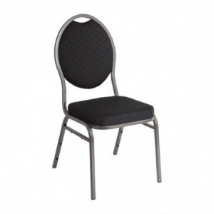 Cadeira de Banquete Preta com Encosto Oval - Conjunto de 4 - Bolero - Fourniresto