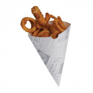 Eco-friendly Printed Paper French Fries Cone - Pack of 1000 - Colpac - Fourniresto