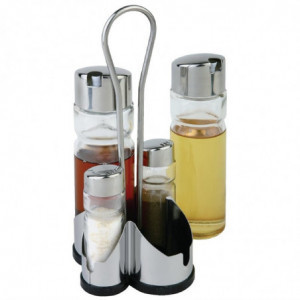 Complete cutlery set with oil and vinegar bottle holder, salt and pepper shakers - APS - Fourniresto