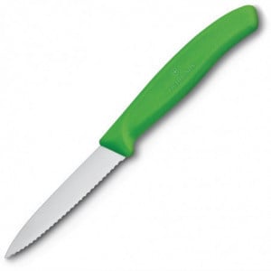 Couteau d'Office Vert Lame Dentée 8 cm - Victorinox - Fourniresto