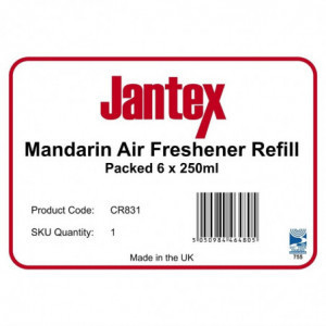 Recharge pour Assainisseur d'Air 270 ml Mandarine - Lot de 6 - Jantex - Fourniresto