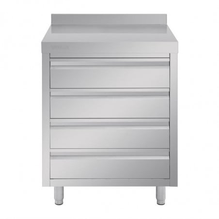 Furniture with Stainless Steel Backsplash 4 Drawers - Vogue - Fourniresto