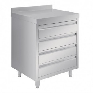 Furniture with Stainless Steel Backsplash 4 Drawers - Vogue - Fourniresto