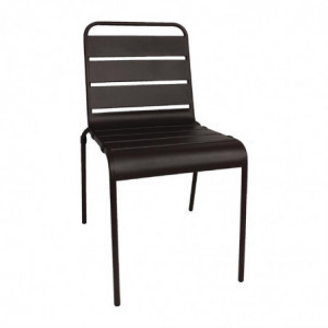 Folding Black Slat Steel Chair - Set of 4 - Bolero - Fourniresto