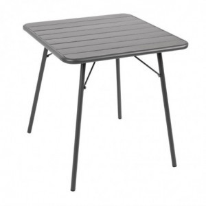 Square Grey Steel Slatted Table 700 x 700 mm - Bolero - Fourniresto