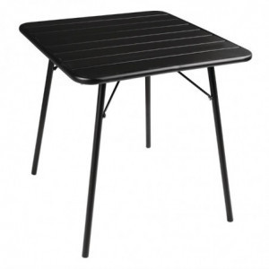 Black Square Steel Slatted Table 700 x 700 mm - Bolero - Fourniresto