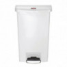 Frontal Wide Slim Jim StepOn White 50L Pedal Bin - Rubbermaid - Fourniresto