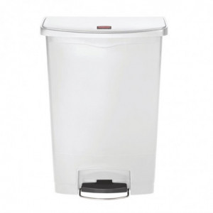 Caixote do lixo com pedal frontal grande Slim Jim StepOn branco 90L - Rubbermaid - Fourniresto