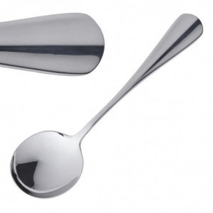 Round Stainless Steel Soup Spoon - Set of 12 - Olympia - Fourniresto