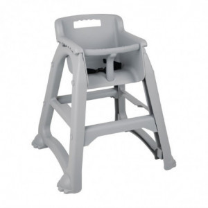Cadeira alta empilhável cinza em polipropileno - Bolero - Fourniresto