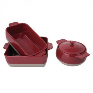 Rectangular Red and Taupe Roasting Dish 4.2L - Olympia - Fourniresto