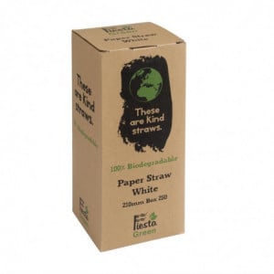 Palhinhas de Papel Compostáveis Brancas 210mm - Conjunto de 250 - Fiesta Green - Fourniresto