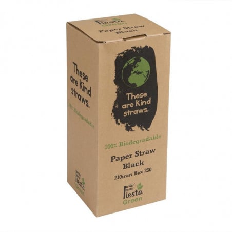 Black Compostable Paper Straws 210mm - Pack of 250 - Fiesta Green - Fourniresto
