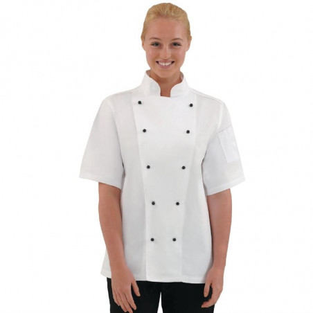 Casaco de Cozinha Unissexo Chicago de Mangas Curtas Branco Tamanho Xs - Whites Chefs Clothing - Fourniresto