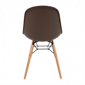 Cadeira moldada em PP com estrutura metálica Arlo Café - Conjunto de 2 - Bolero - Fourniresto