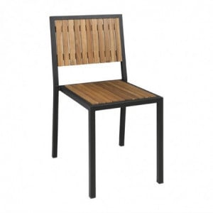 Cadeiras em Aço e Acácia - Conjunto de 4 - Bolero - Fourniresto