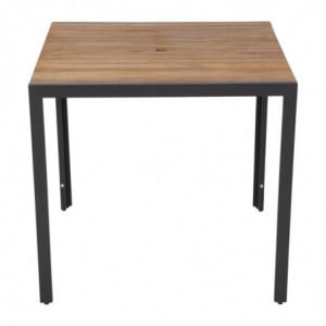 Square Steel and Acacia Table 80 cm - Bolero - Fourniresto