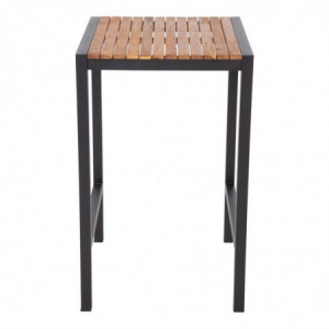 Square Steel and Acacia High Table 60 cm - Bolero