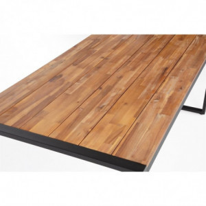 Rectangular Industrial Table Steel and Acacia 180 cm - Bolero - Fourniresto