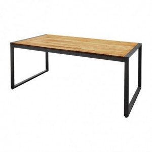 Mesa Industrial Retangular em Aço e Acácia 180 cm - Bolero - Fourniresto