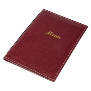 Protective Menu in Burgundy Faux Leather A4 - Olympia - Fourniresto