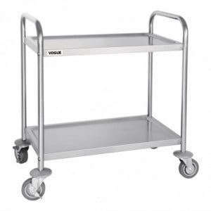 Small Stainless Steel Clearing Trolley - 2 Levels - L 710 x D 405mm - Vogue