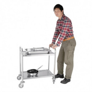 Pequeno Carrinho de Descarte em Inox - 2 Níveis - L 710 x P 405mm - Vogue