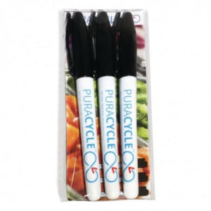 Marcadores Alimentares Permanentes Pretos - Lote de 3 - FourniResto