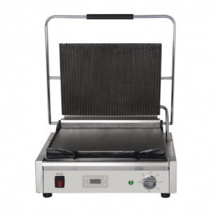 Large Single Grooved/Smooth Contact Grill-230V - Buffalo