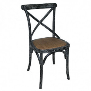 Cadeiras de Madeira Pintadas com Encosto Cruzado - Pretas - Bolero - Fourniresto